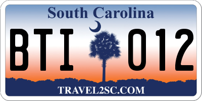 SC license plate BTI012