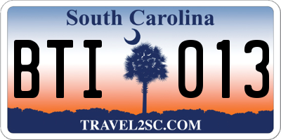 SC license plate BTI013