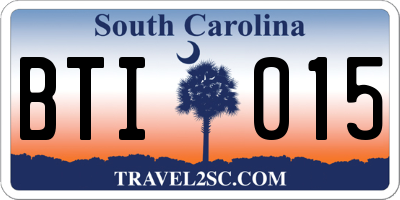 SC license plate BTI015