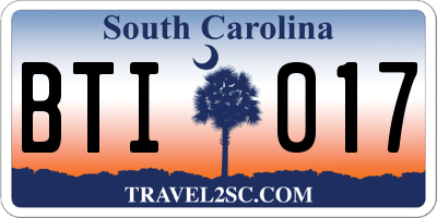 SC license plate BTI017
