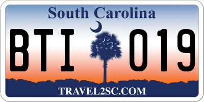 SC license plate BTI019