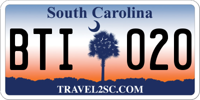 SC license plate BTI020