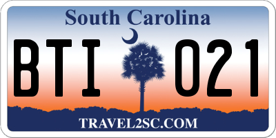 SC license plate BTI021