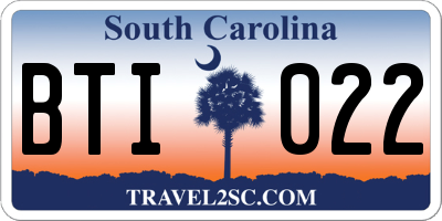 SC license plate BTI022