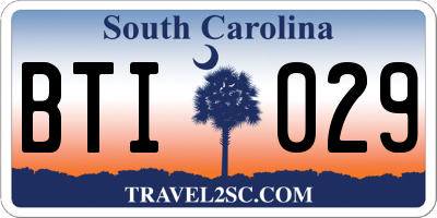 SC license plate BTI029