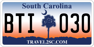 SC license plate BTI030