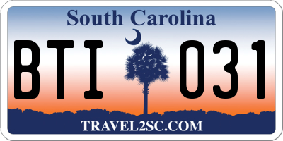 SC license plate BTI031