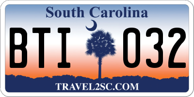 SC license plate BTI032