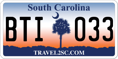 SC license plate BTI033