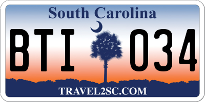 SC license plate BTI034