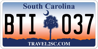SC license plate BTI037