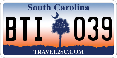 SC license plate BTI039