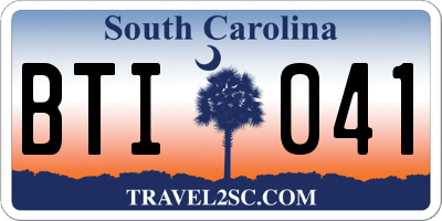 SC license plate BTI041