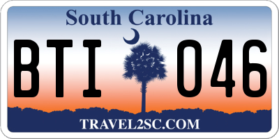 SC license plate BTI046
