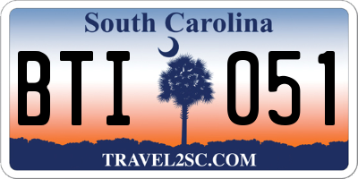 SC license plate BTI051