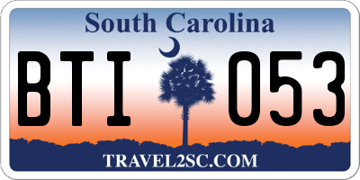 SC license plate BTI053