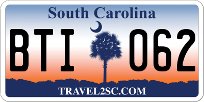 SC license plate BTI062