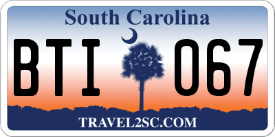 SC license plate BTI067