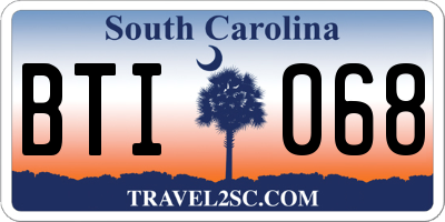 SC license plate BTI068