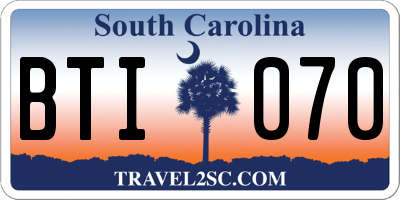 SC license plate BTI070