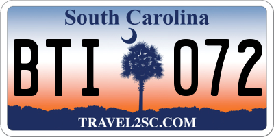 SC license plate BTI072