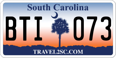 SC license plate BTI073