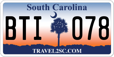 SC license plate BTI078