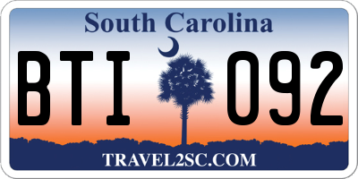 SC license plate BTI092