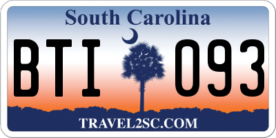 SC license plate BTI093