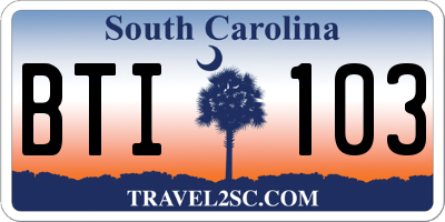 SC license plate BTI103