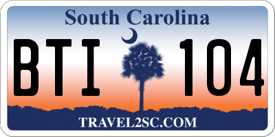 SC license plate BTI104