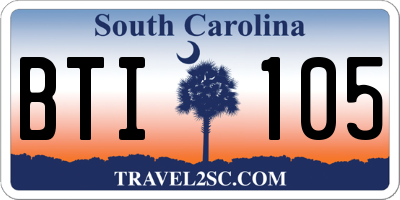 SC license plate BTI105