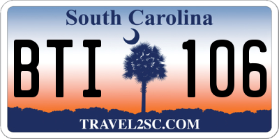 SC license plate BTI106
