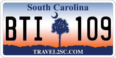 SC license plate BTI109
