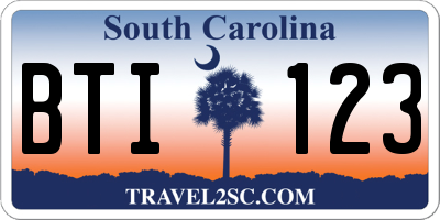 SC license plate BTI123
