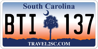 SC license plate BTI137