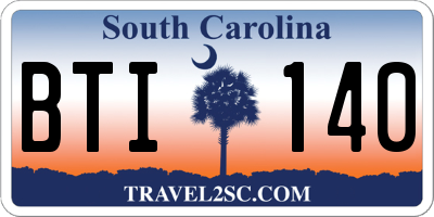 SC license plate BTI140