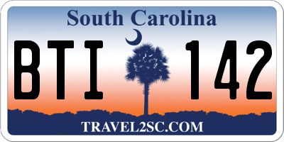 SC license plate BTI142