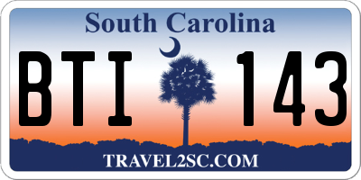 SC license plate BTI143