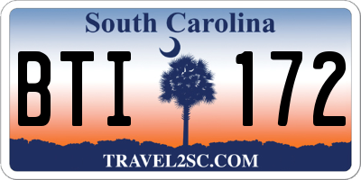 SC license plate BTI172