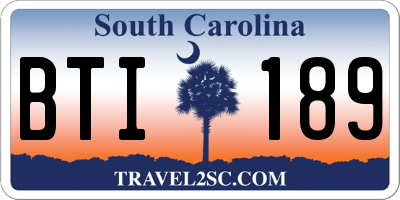 SC license plate BTI189