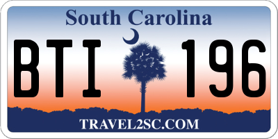 SC license plate BTI196
