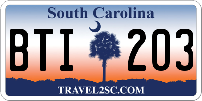 SC license plate BTI203