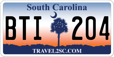SC license plate BTI204