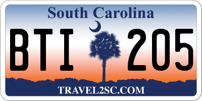 SC license plate BTI205