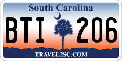 SC license plate BTI206