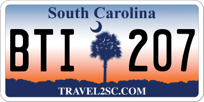 SC license plate BTI207