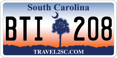 SC license plate BTI208