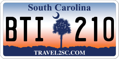 SC license plate BTI210