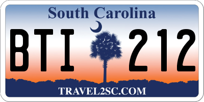 SC license plate BTI212